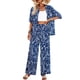 thumbnail image 1 of Camisa de Manga Conjunto de blusa de solapa y pantalón de pierna ancha para mujer, traje informal y cómodo para el hogar Kuymtek Azul T M para Mujer, 1 of 8