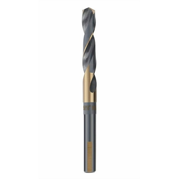 9/16 in. HSS Silver and Deming Drill Bit 1/2" Reduced 3-Flat Shank Golden/Black Oxided 135 Deg.Split Point