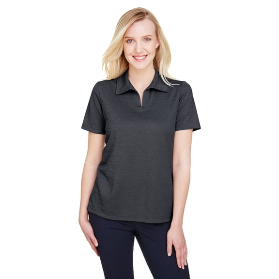 Devon & Jones DG22W Women's CrownLux Performance Address Melange Polo-Black Heather-2XL