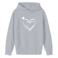 thumbnail image 3 of Eltusu Girls Valentine's Day Hoodies, Loose Fit Pullover Heart Graphic Spring Fall Long Sleeve Sweatshirts Gray Size 9-10 T, 3 of 4
