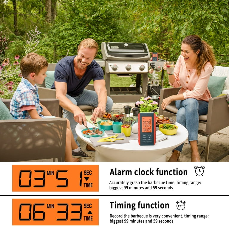 MOUMOUTEN 2Probes Thermometer, Digital Display Wire-Free Remote Cooking  Food Alarm Timer Real Meat for Smoker Oven Grill BBQ Wireless Thermometer