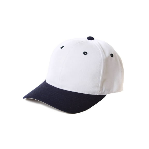 Curve Bill Adjustable Baseball Cap, White/Navy