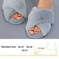 thumbnail image 3 of Pantuflas para mujer, punta abierta, peludas, esponjosas, para casa, acogedoras, de espuma viscoelástica, antideslizantes, de felpa, cruzadas, peludas, para interior y exterior Adepaton 2034321-3, 3 of 9