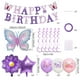 thumbnail image 2 of Set de globos para fiesta de cumpleaños, diseño de mariposas, color morado, 14 unidades, 2 of 2