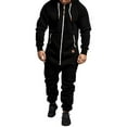 thumbnail image 2 of Men's Hooded Fleece Lining Jumpsuit, Long Sleeve Full Zipper Overalls with Kangaroo Pockets, 2 of 10