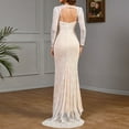 thumbnail image 5 of Wedding Dresses for Bride Long Sleeve A-Line Maxi Dress Solid Color Lace Wrap Hip Formal Beach Bride Dress, 5 of 6