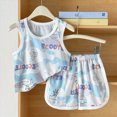 thumbnail image 2 of KPOPLK Baby Boy Summer Clothes Sleeveless Tank Tops T-Shirt + Casual Shorts Toddler Outfits Set(1-2 Years,Blue), 2 of 4