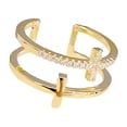 thumbnail image 1 of Jumpingount Anillo de apertura para mujer, joyería de mano de doble capa cruzada ajustable, diamantes de imitación, cobre, decoración de moda elegante Ropa, zapatos y accesorios Miscelánea Jumpingount AP014813-00, 1 of 6