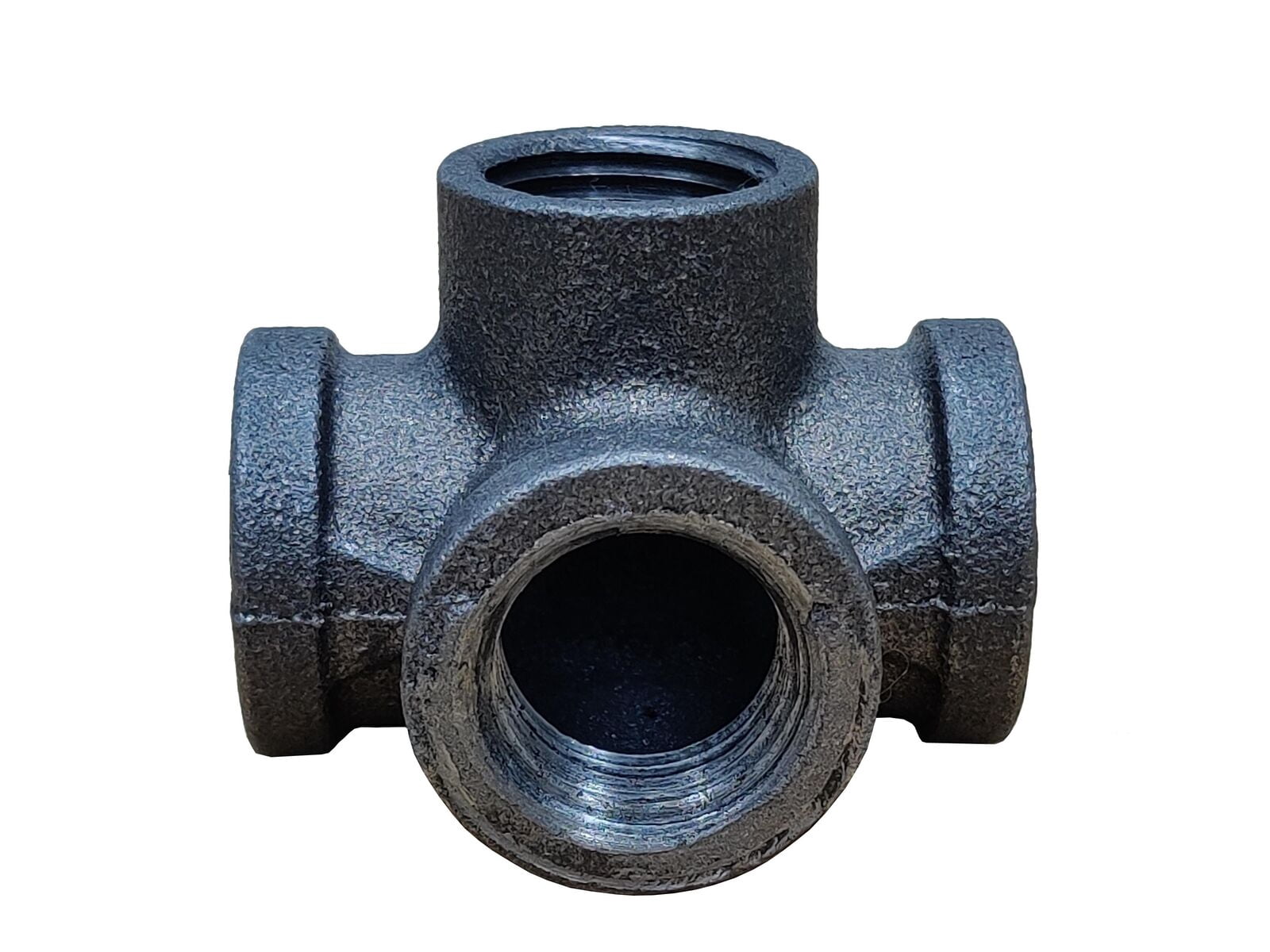 FixtureDisplays® Black Pipe Flange 1/2" 4Way Connector Rustic