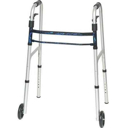 350 lb Aluminum Adult Trigger with Wheels Walker, Blue - Case of 4