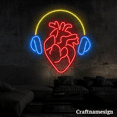 thumbnail image 3 of Craftnamesign Headphone With Heart Neon Sign Bedroom Headphone Shop Bar Wall Art, 3 of 5
