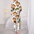 thumbnail image 3 of Pajamas for Women Set - Monkeys Swinging from Palms Comfy Long Sleeve Button Up Pajama Sets for Women 2 Piece, Soft Sleepwear Nightwear Pjs Lounge Sets for Women with Pockets, 3 of 6