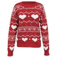 thumbnail image 5 of Oversized Sweaters For Women Fashion Bow Heart Print Casual Cute Long Sleeve Crew Neck Sweatshirt Winter Soft Warm Knit Holiday Jumper Tops Red S, 5 of 5