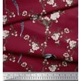 thumbnail image 1 of Soimoi Red Cotton Voile Fabric Floral & Paradise Whydah Bird Print Fabric by the Yard 42 Inch Wide, 1 of 3
