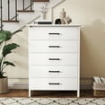 thumbnail image 4 of Costway Commode Moderne à 5 Tiroirs Armoire de Rangement avec Poignées en Métal Blanc, 4 of 10