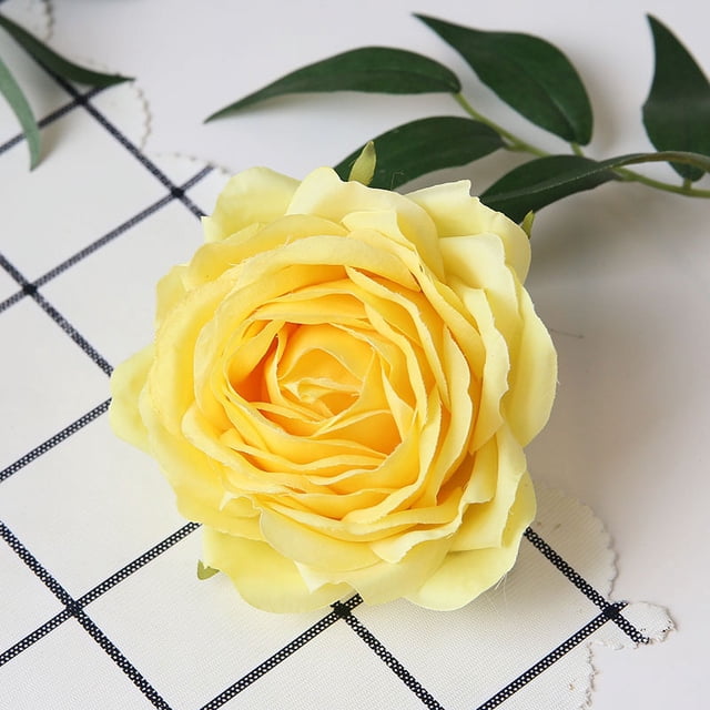 Cabeza de flor de rosa de tela de seda, flor artificial, flor artificial, decoración del hogar para bodas, disfraces