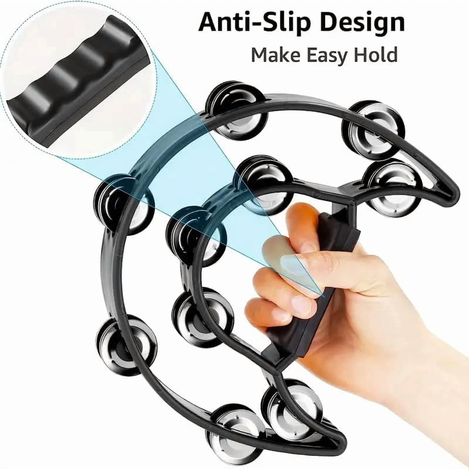Double Row Tambourine Half Moon Musical Hand Held Party KTV 9 Inch 4 Colors Pack