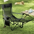 thumbnail image 5 of Gymax 2PCS Camping Lounge Chair w/Detachable Footrest 4-position Backrest Carrying Bag, 5 of 10