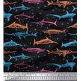 thumbnail image 1 of Soimoi Modal Satin Fabric Bubbles & Fish Ocean Decor Fabric Printed Yard 42 Inch Wide, 1 of 1