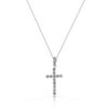 925 Sterling Silver Bezel-Set White Clear CZ Latin Cross Pendant Necklace