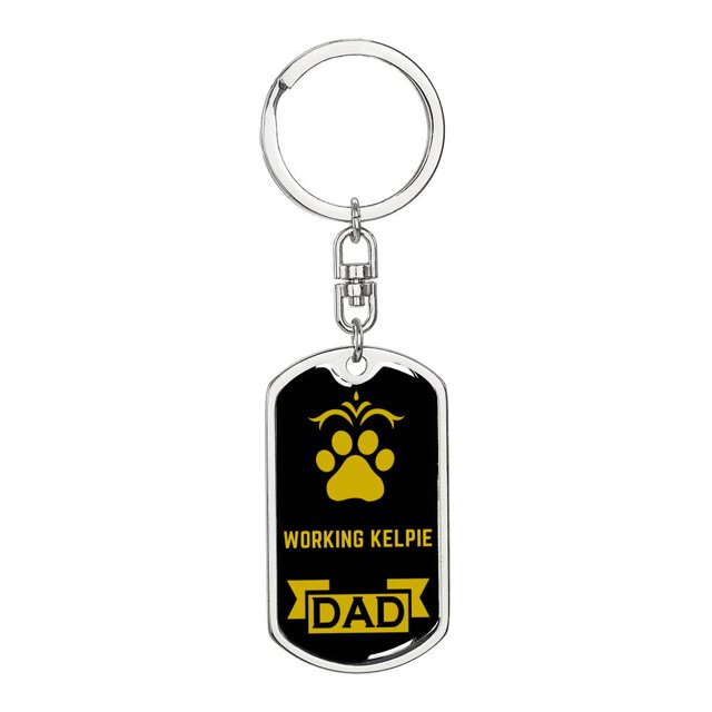 Working Kelpie Keychain Stainless Steel or 18k Gold