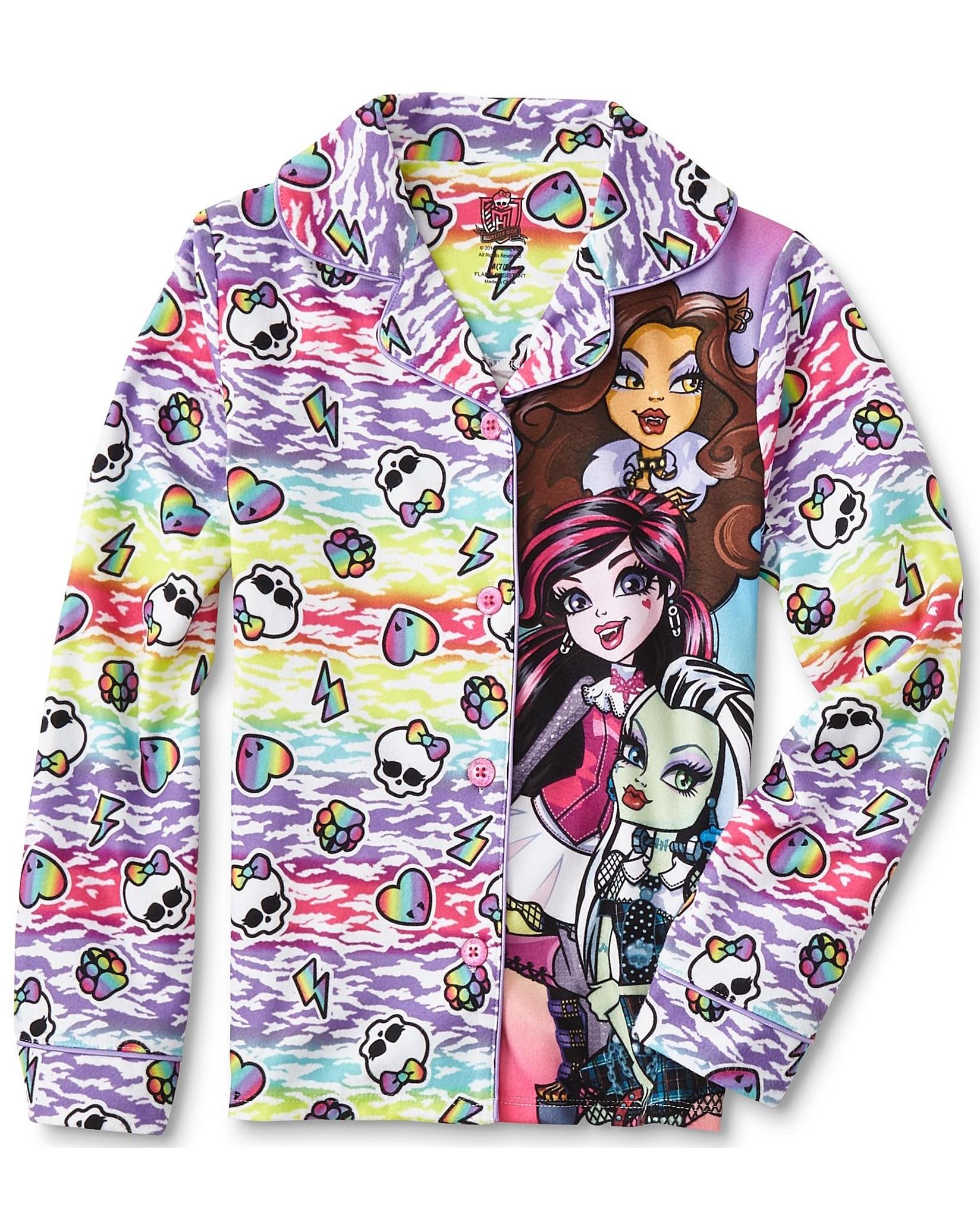 Monster High Big Girls' Coat Style Pajama Set, Sizes 616