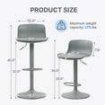 thumbnail image 4 of Wansaly Adult Low Back Adjustable Swivel Bar Stools - Set of 2, Modern Counter Height Island Chairs for Kitchen Island, Grey, 4 of 6