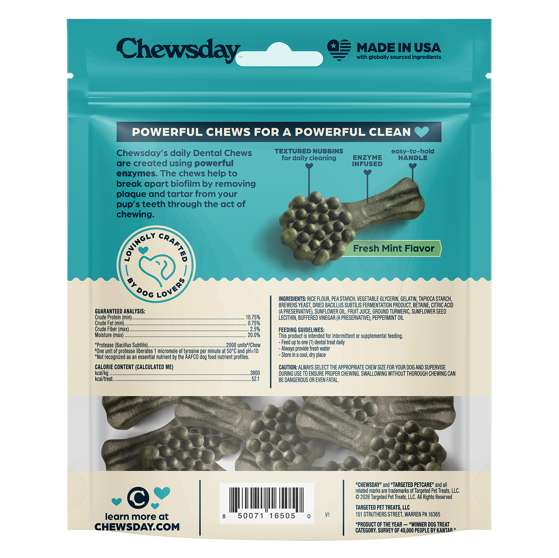 Chewsday Dog Dental Chews Fresh Mint Small, 24 Count photo 2