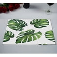 thumbnail image 2 of EREHome monstera leaves pattern on white Placemat Table Mat Cup Mat 12x18 inch,Set of 2, 2 of 2