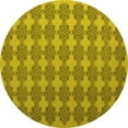 thumbnail image 1 of Ahgly Company Machine Washable Indoor Round Abstract Yellow Contemporary Area Rugs, 8' Round, 1 of 4