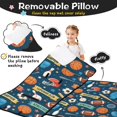 thumbnail image 3 of Football and Basketball Navy Pattern Teens Toddler Nap Mat with Pillow, Sleeping Mat Bag for Preschool Daycare 60"x20", 3 of 6