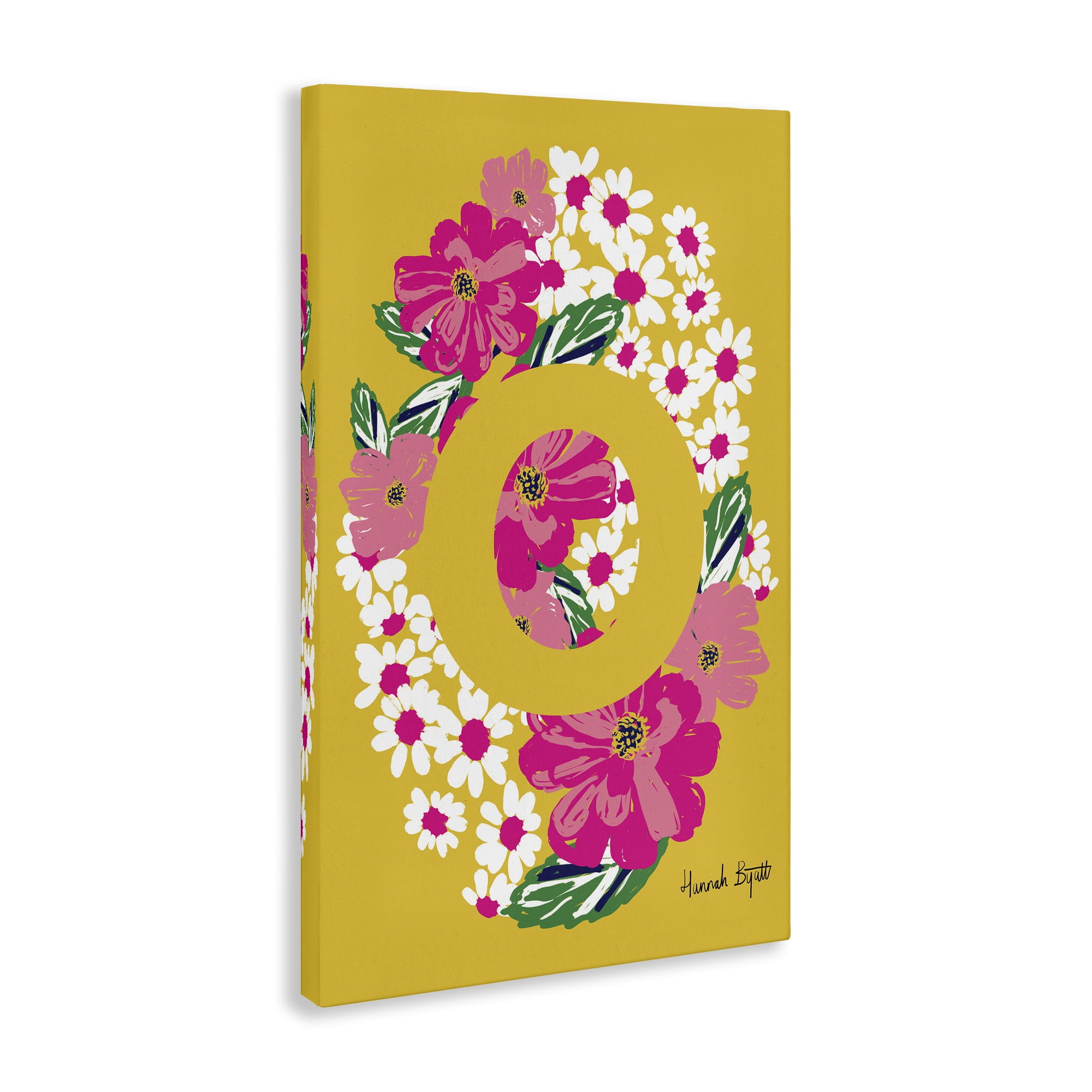 Stupell Industries Floral Bloom Letter O Botanical & Floral Painting Gallery Wrapped Canvas Art Print Wall Art, 20 x 30