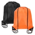 thumbnail image 1 of Bolsas de mochila con cordón, 2 paquetes de saco de cincha para gimnasio, yoga, viaje, natación, playa, negro, naranja, 1 of 6