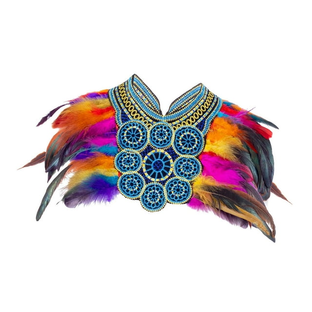 Chal de plumas artificiales con cordones para Halloween, ideal para festivales y año Nuevo