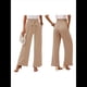 thumbnail image 3 of Pantalones de Salón Anchos para Mujer con Bolsillos, Cintura Alta, Ajustables, con Nudo y Holgados. Caqui S, 3 of 7
