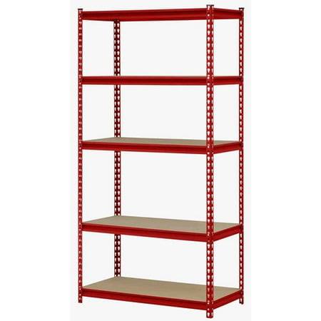 Muscle Rack 36"W x 18"D x 72"H 5-Level Steel Shelving, Red 