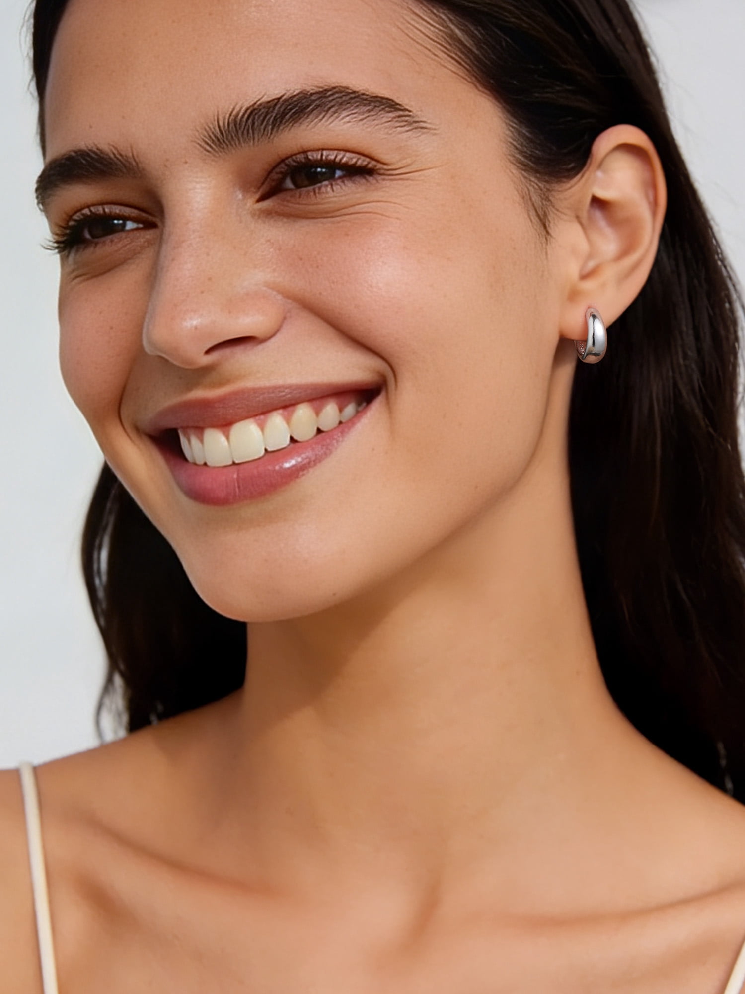 ChicSilver Solid 925 Sterling Silver Chunky Hoop Earrings for Women Hypoallergenic Thick Huggie Earring Wide Hoops Everyday Hoop Earrings