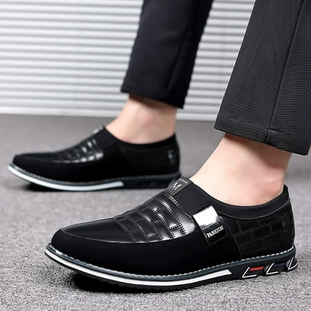

Feiboyy Fashion Style Men s Breathable Comfortable Business Slip On Work Leisure Solid Color Leather Shoes