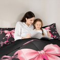 thumbnail image 4 of spefrowx Watercolor Letter A Bow Print King Bedding, Black Pink Princess Ribbon King Bed in a Bag, Black Reversible, 7-Piece, 4 of 6