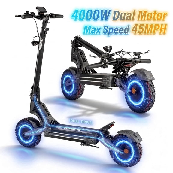 EOEOTWO K2MAX Dual Motor Electric Scooter for Adults, 4000W Peak 45MPH Fast Off-Road E-Scooter, 60V 27Ah Battery 42 Miles Range, 11" All-Terrain Tires Foldable Commuting Scooter UL2272
