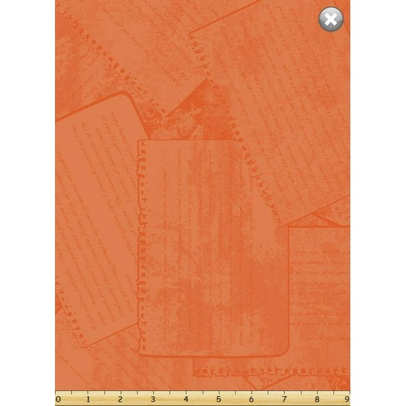 Susybee Journal Pages on Orange 100% Cotton Fabric sold by the yard