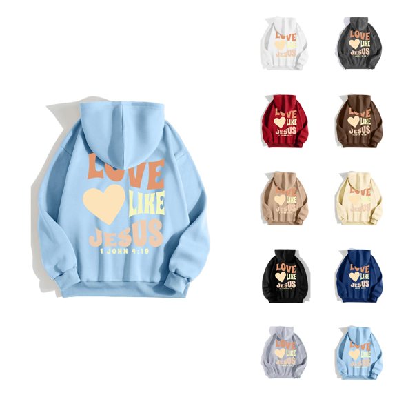 Women's Jesus Hoodie 2025 Trendy Long Sleeve Love Like Jesus Christian Sweatshirt with Pockets Pullover Top