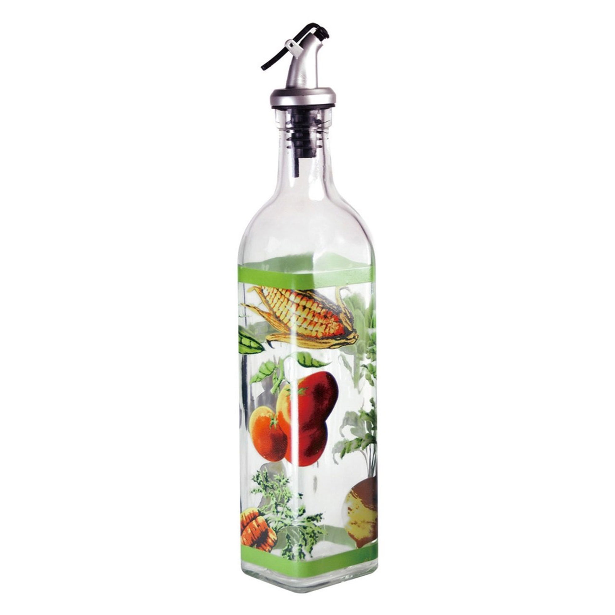 Grant Howard 16 Ounce Olive Design Glass Oil Vinegar Cruet Bottle w/ Ergo Pourer 