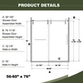 thumbnail image 2 of 56"-60"W x 70"H Frameless Shower Door, Sliding Shower Door, Premium 5/16"(8mm) Thick Tempered Glass Shower Enclosure with Towel Bar ,Double Side Easy Clean Coat,Brushed Nickel Finished With Buffer, 2 of 16