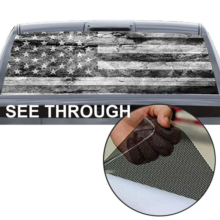 65 x 17 Truck Back Window Decal Sticker American Flag Vinyl Graphics Tint  See Through 