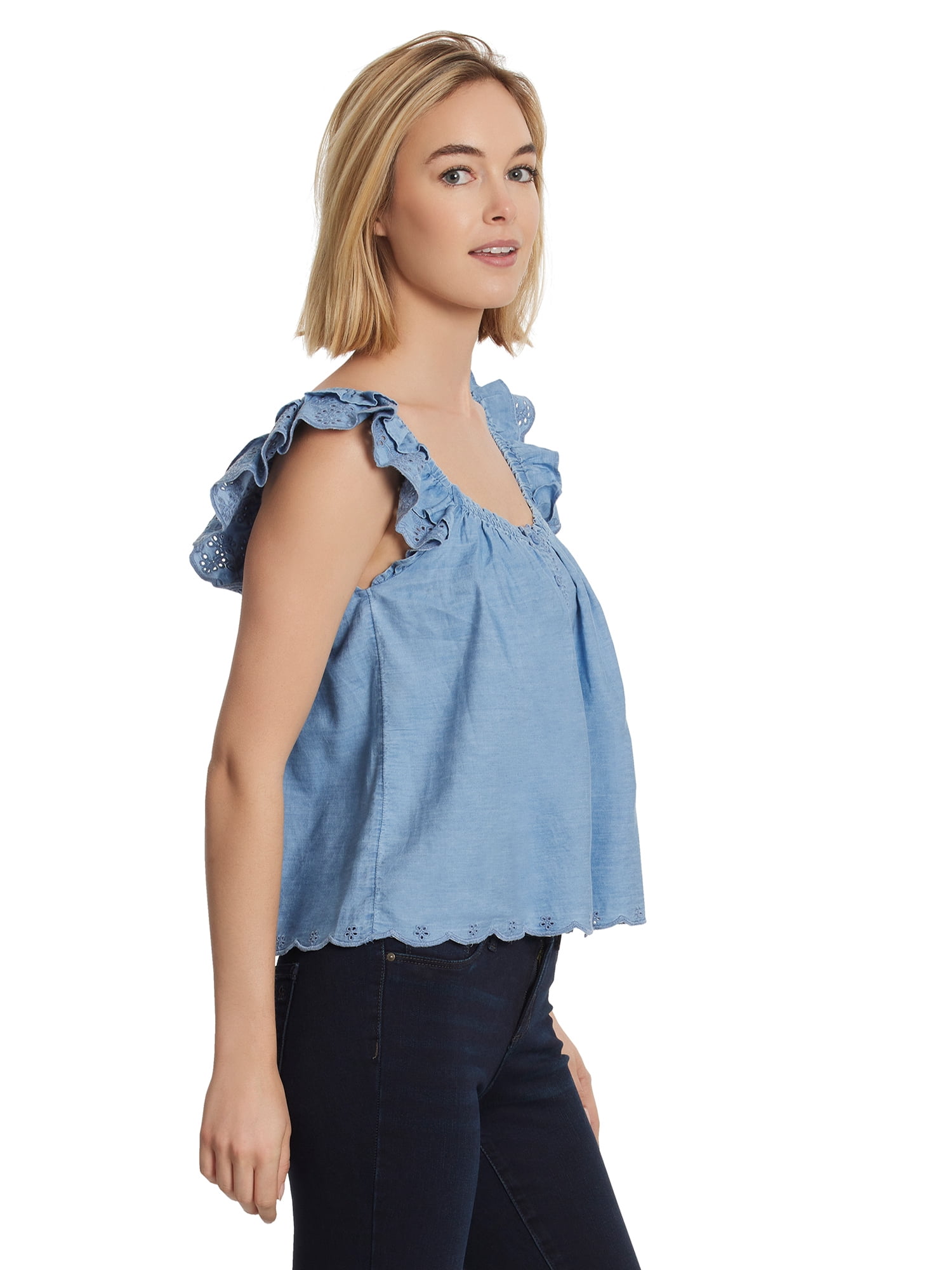 Jessica Simpson Women's and Women's Plus Flutter Sleeve Top