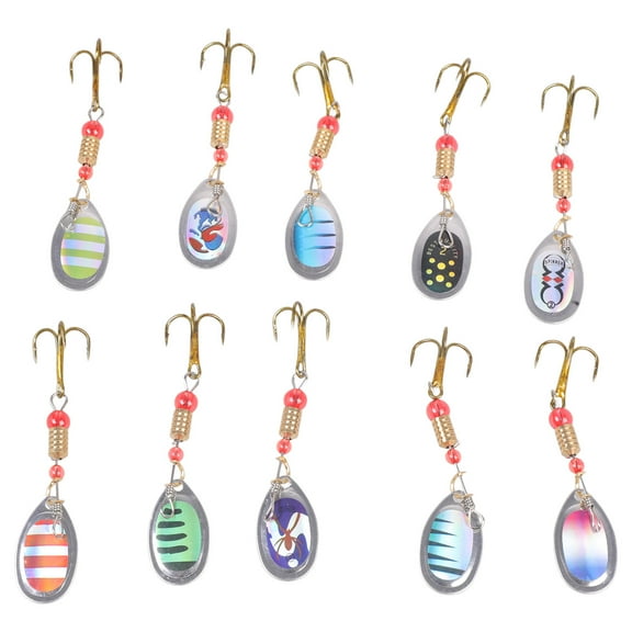 FEAMOS 10Pcs Trout Fishing Spoons Lures Fishing Spinner Metal Hard Baits with Treble Hook Sequins Baits Crankbaits Easy to Use