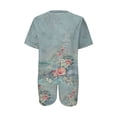 thumbnail image 4 of Ensembles Courts Femmes 2 Pcs Tenues Vacances Mode Femmes Blouse Col Rond Manches Courtes Hauts Shorts Costume Décontracté Ensembles Femmes Deux Pièces Tenues en Liquidation, 4 of 5