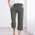 thumbnail image 2 of ABATAB Womens Capris Pants Drawstring Comfy Casual Capris Cotton Linen Lightweight Loose Capri Pants with Pockets, 2 of 6
