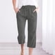 thumbnail image 2 of Pantalones Sueltos Capri para las Mujeres Casual Color Sólido Elástico Suelto Capris con Bolsillo, Pantalones de Poliéster Spandex, Lavado a Mano Casa Al Aire Libre, 2 of 6